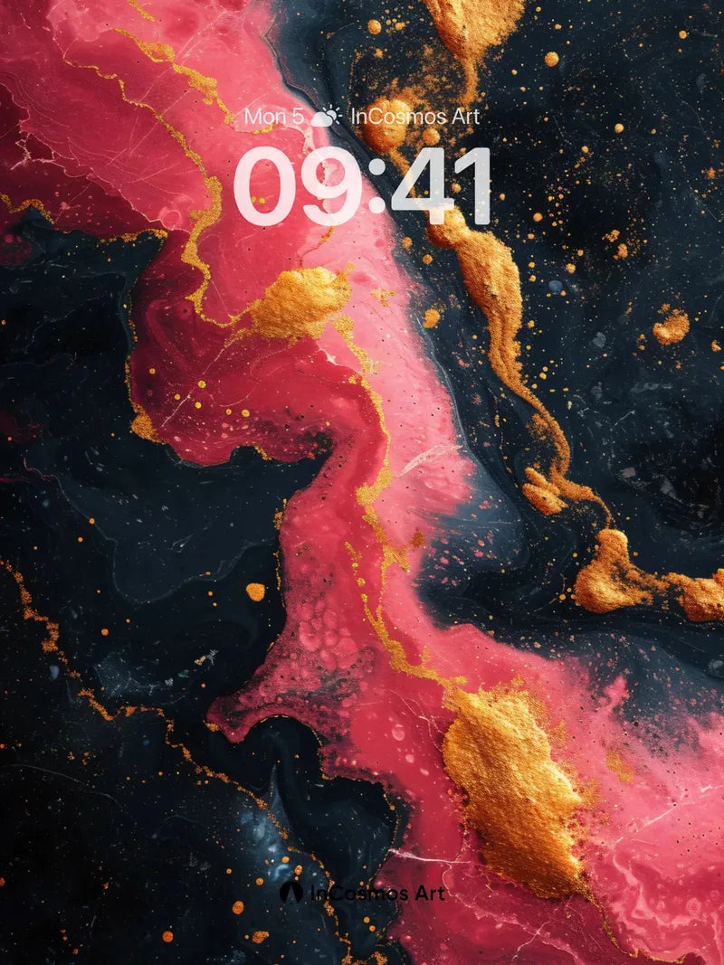 Crimson Veil Wallpaper with Golden Ash Trails