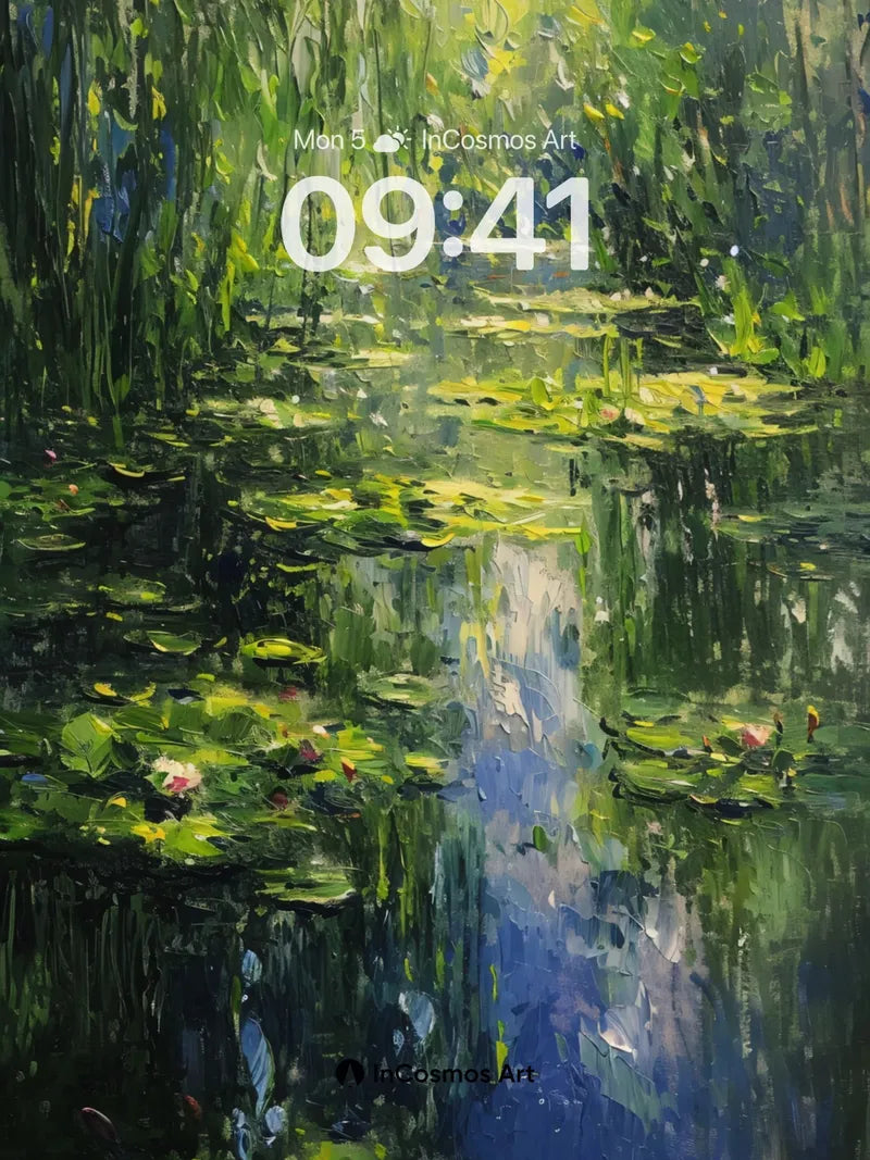 Luminous Water Garden Wallpaper with Monet Touch