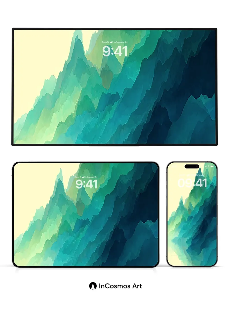 Serene Gradient Mountain Wallpaper with Ethereal Reflections