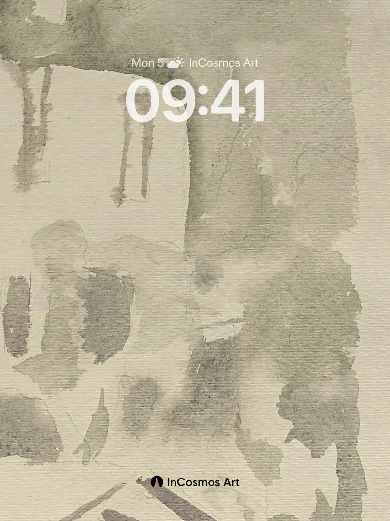 Muted Ink Wash Wallpaper with Floating Shadows