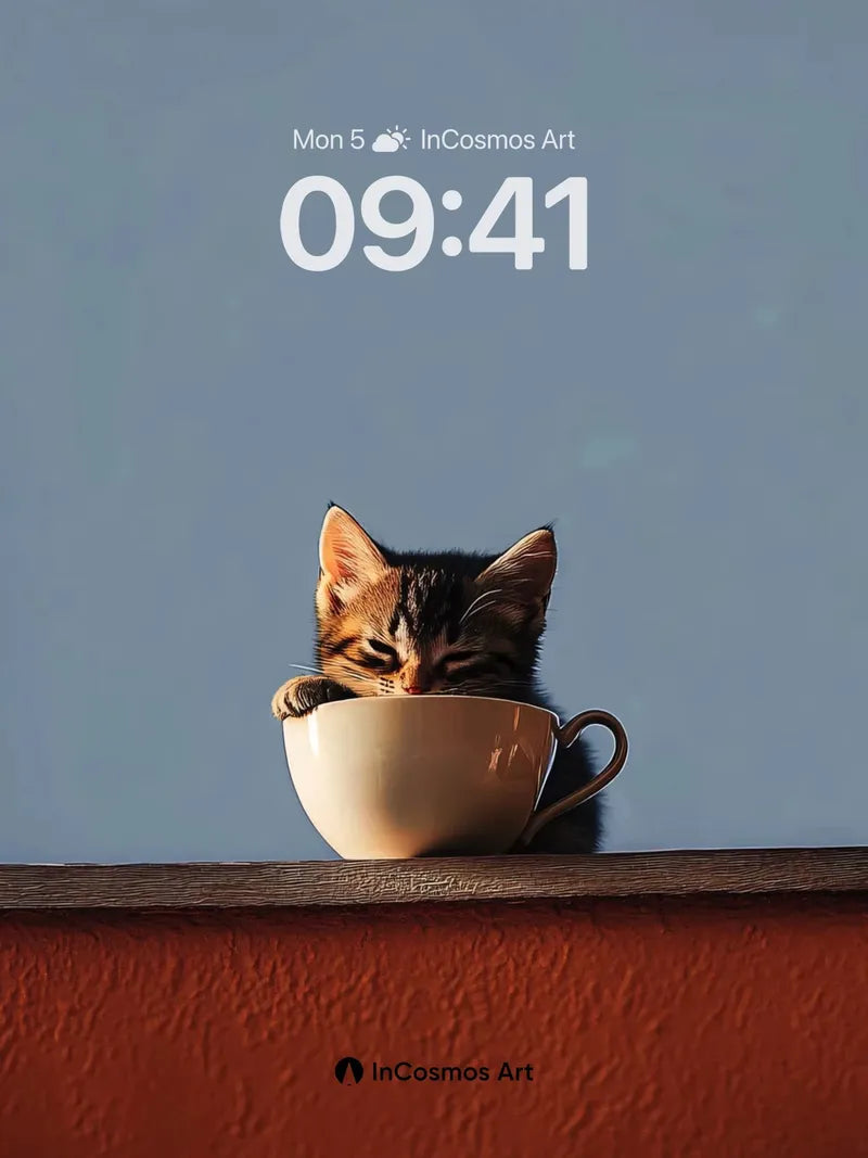 Whispering Kitten Wallpaper with Ceramic Embrace