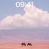 Serenity Meadow Wallpaper with Horses in Pink Light wallpaper for iPhone, iPad & Mac