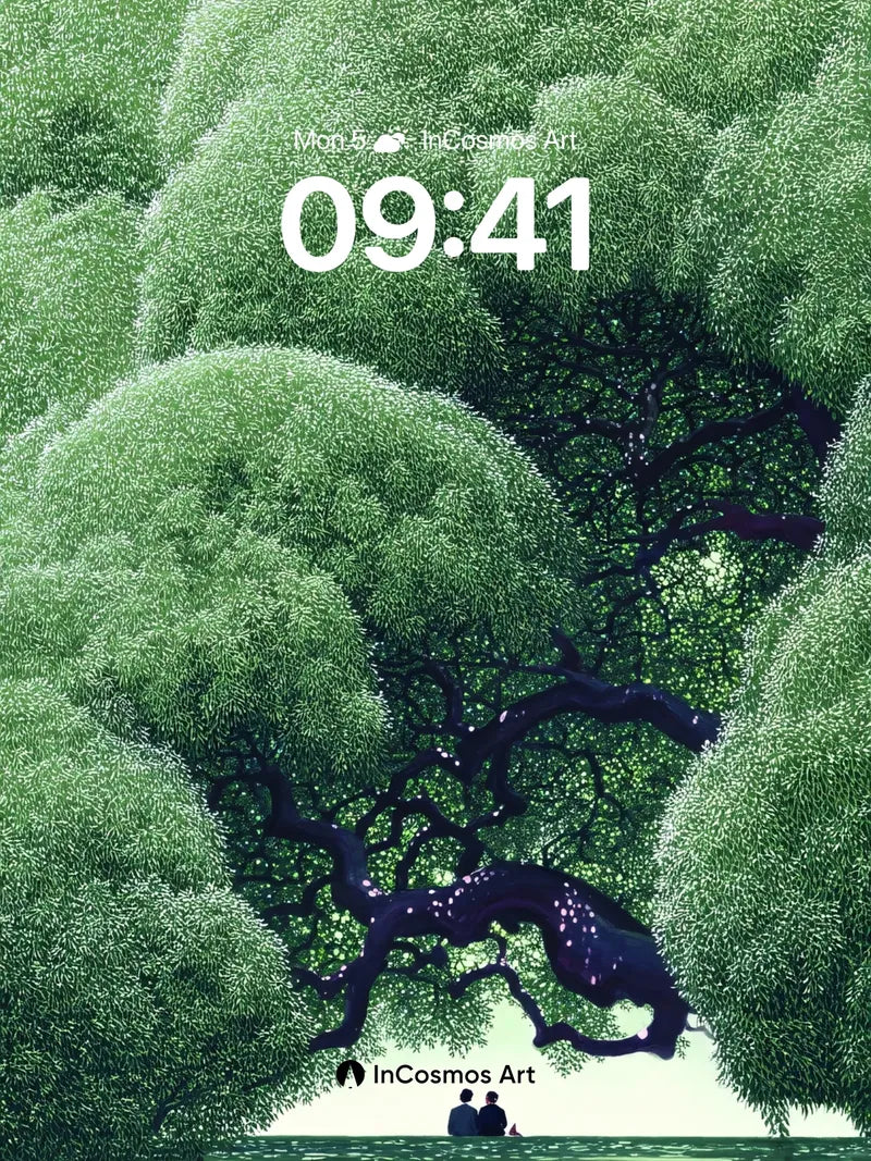 Whispering Canopy Wallpaper with Silent Figures wallpaper for iPhone, iPad & Mac