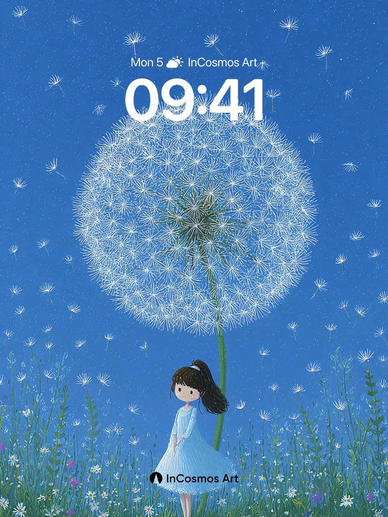 Whispering Dandelion Wallpaper with Starlight Seeds