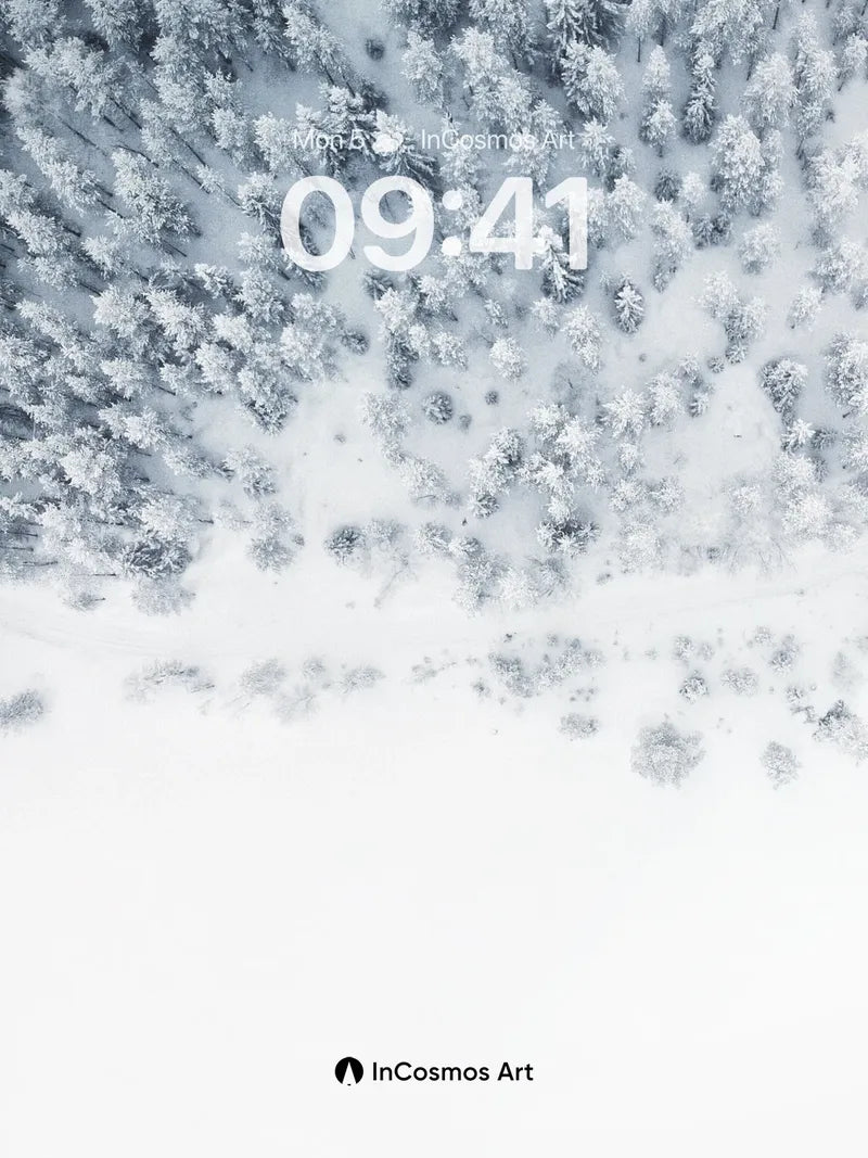 Silent Frost Wallpaper with Snow-Clad Pines