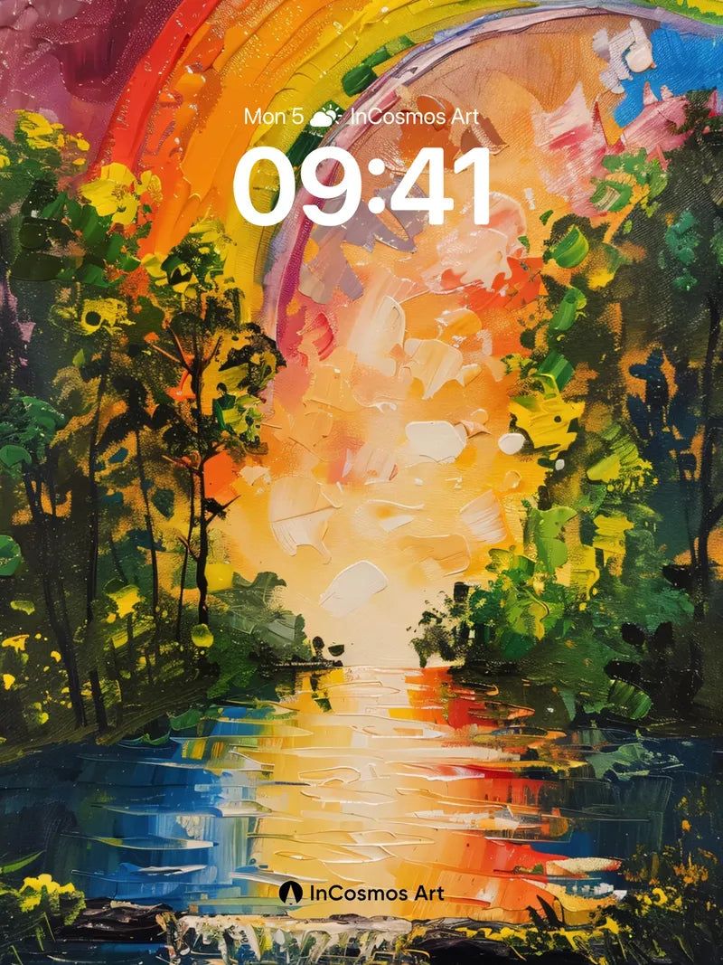 Rainbow Mirage Wallpaper with River Reflections