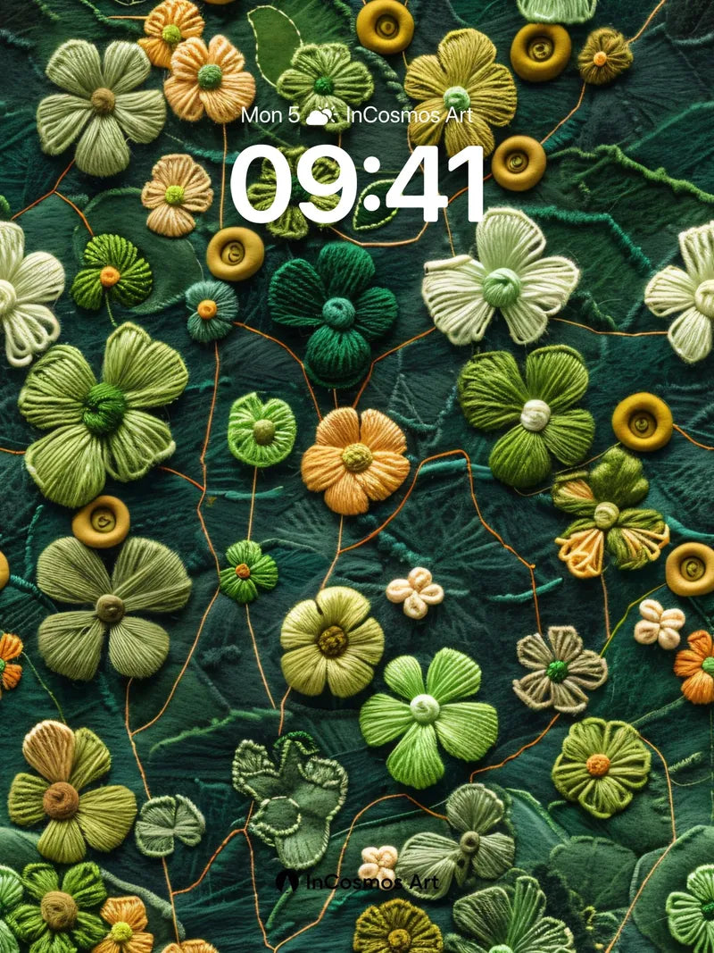 Emerald Garden Wallpaper with Textured Bloom wallpaper for iPhone, iPad & Mac