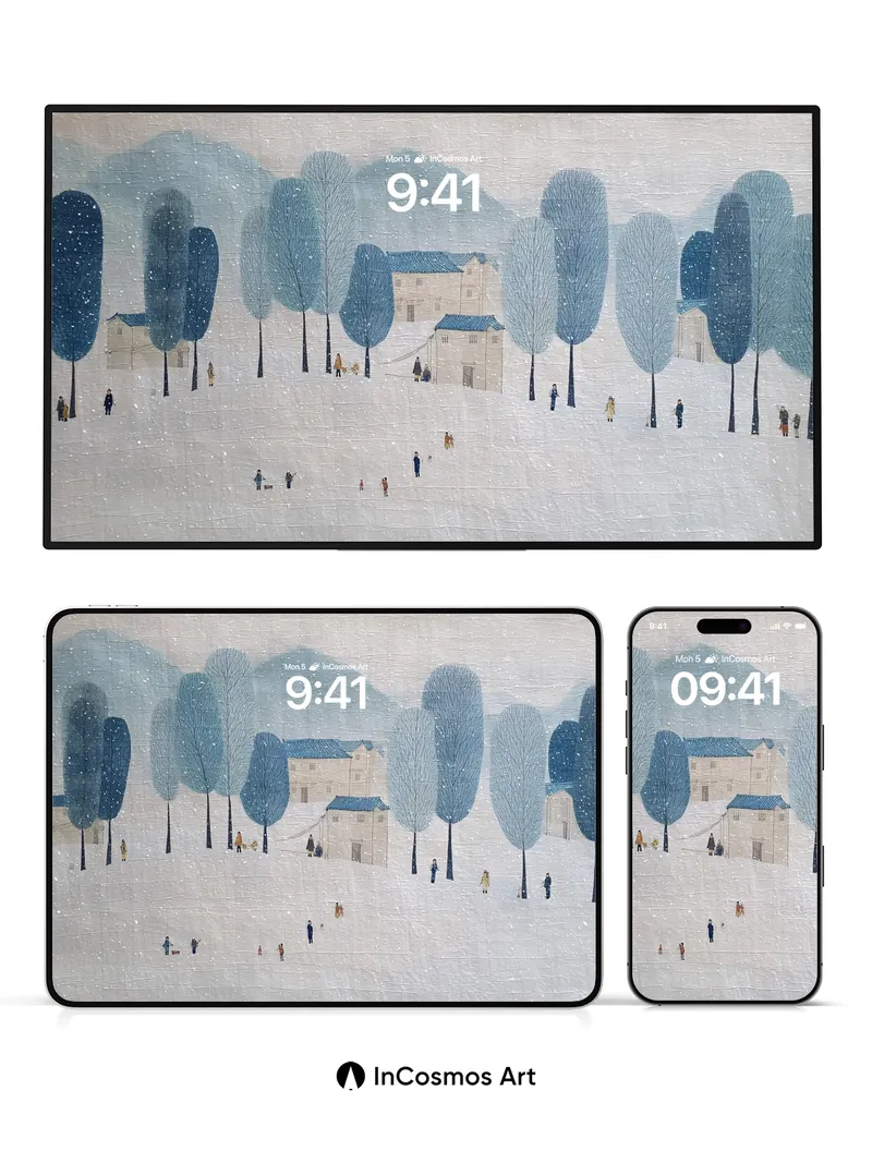 Silent Snowfall Wallpaper with Whispering Trees