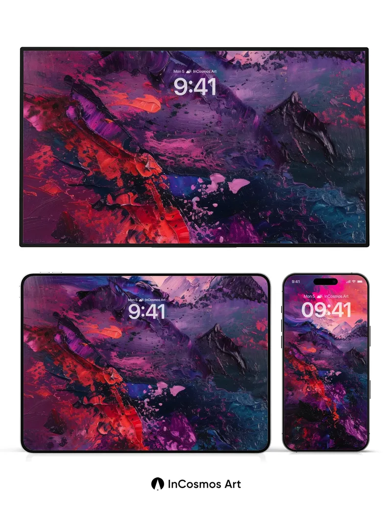 Crimson Veil Wallpaper with Mountain Pulse