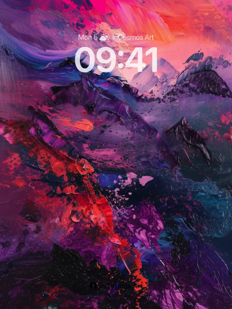 Crimson Veil Wallpaper with Mountain Pulse