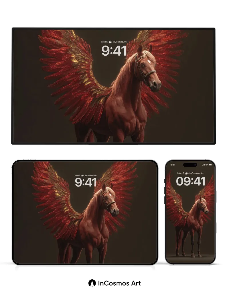 Crimson Flight Wallpaper with Feathered Fire