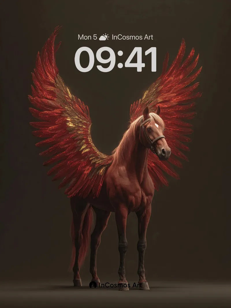 Crimson Flight Wallpaper with Feathered Fire