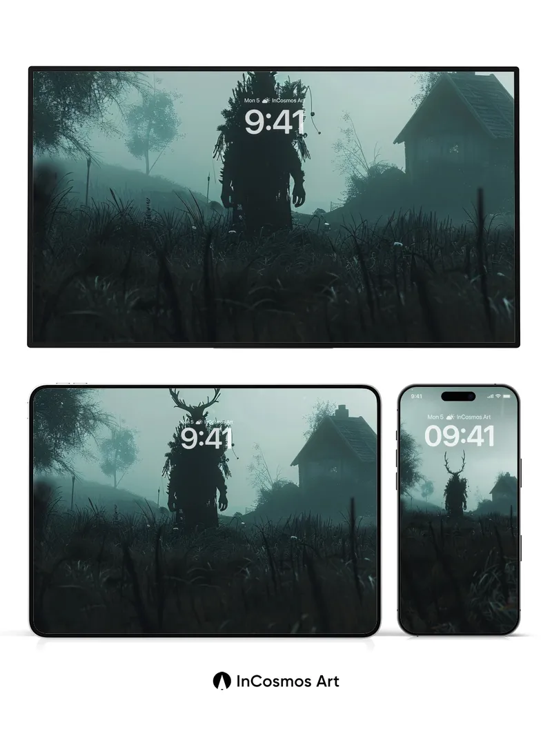 Whispering Stag Wallpaper with Fog-Cloaked Silence