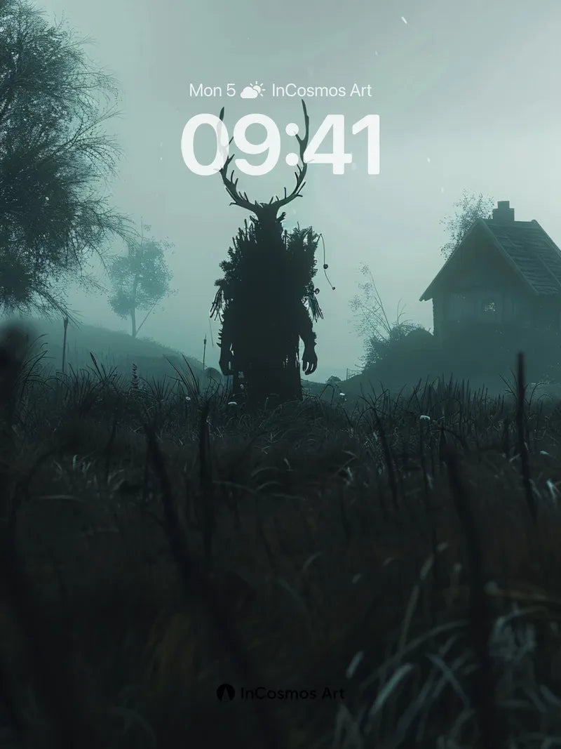 Whispering Stag Wallpaper with Fog-Cloaked Silence