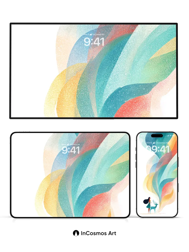 Whispering Color Stream Wallpaper with Starlight Veil