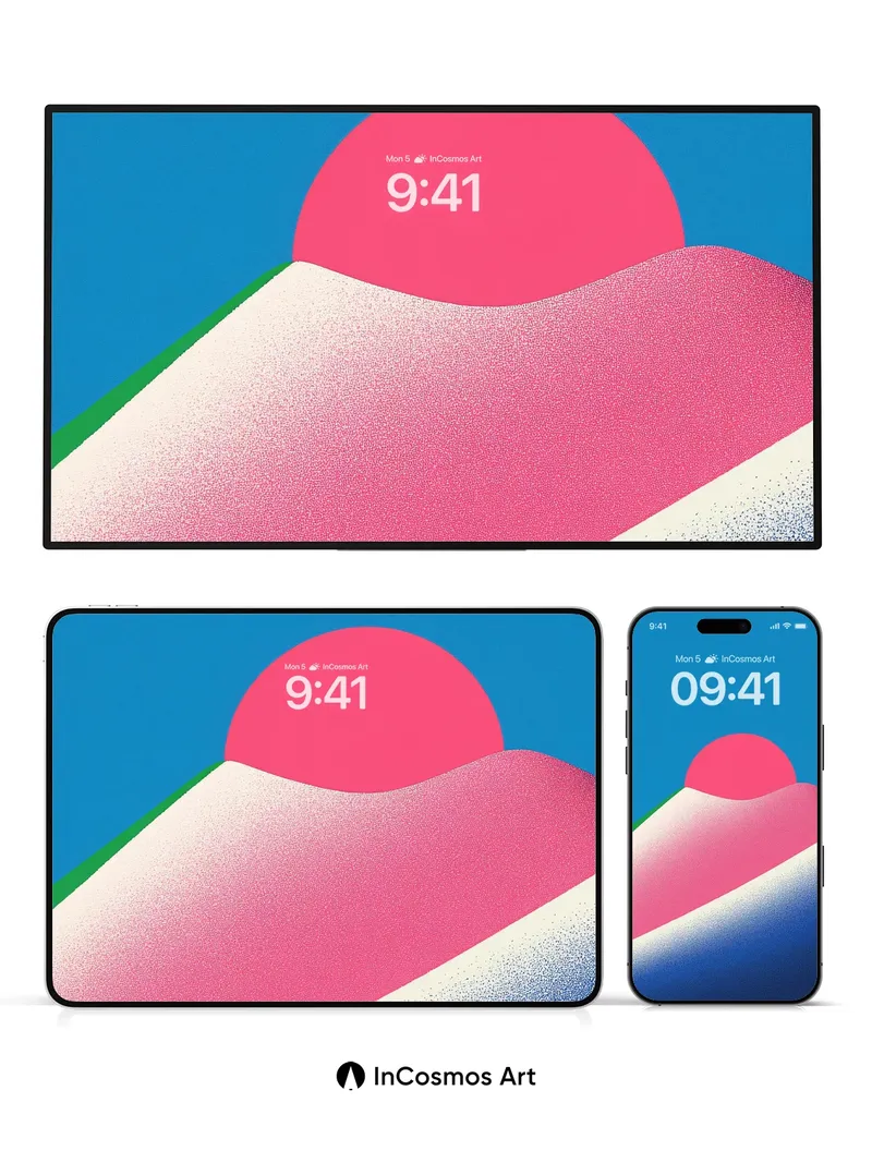 Pink Horizon Wallpaper with Gradient Peaks