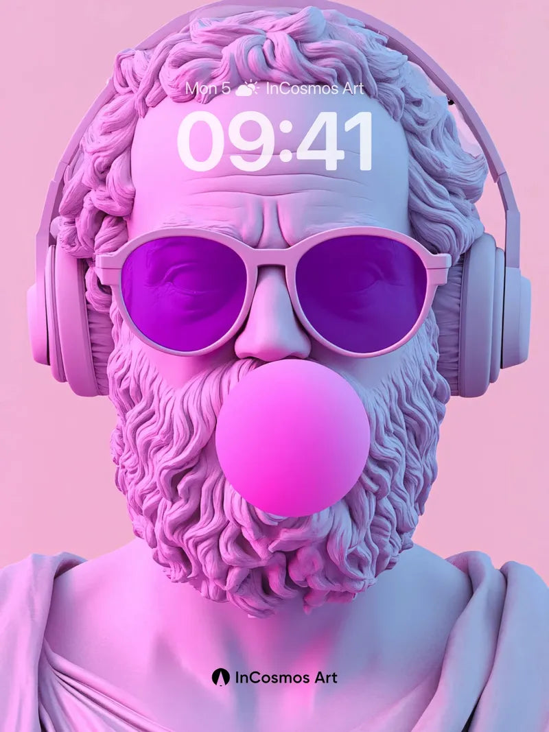 Surreal Statuary Wallpaper with Bubblegum Pop