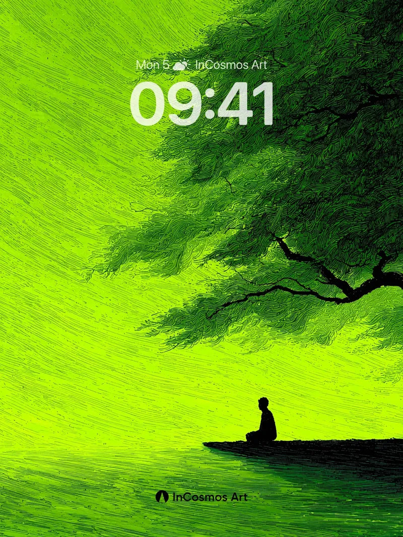 Serenity Under Canopy Wallpaper with Luminous Green Hues wallpaper for iPhone, iPad & Mac