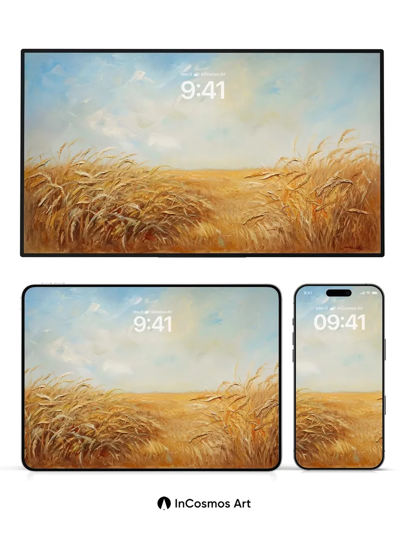 Golden Hush Wallpaper with Wheat Whispers