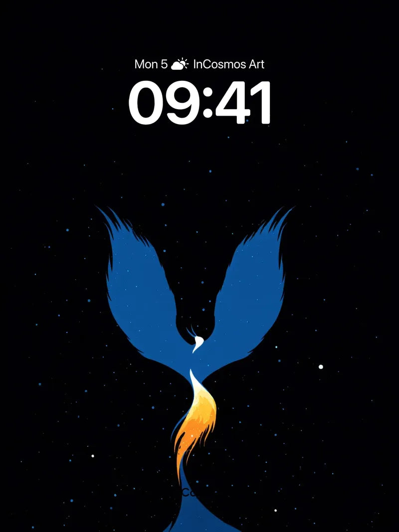 Cosmic Flame Wallpaper with Twin Wings