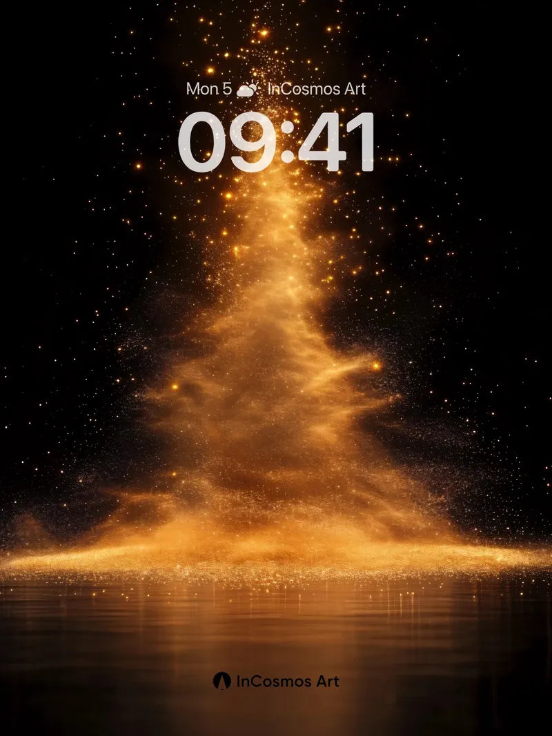 Golden Ember Tree Wallpaper with Celestial Dust wallpaper for iPhone, iPad & Mac