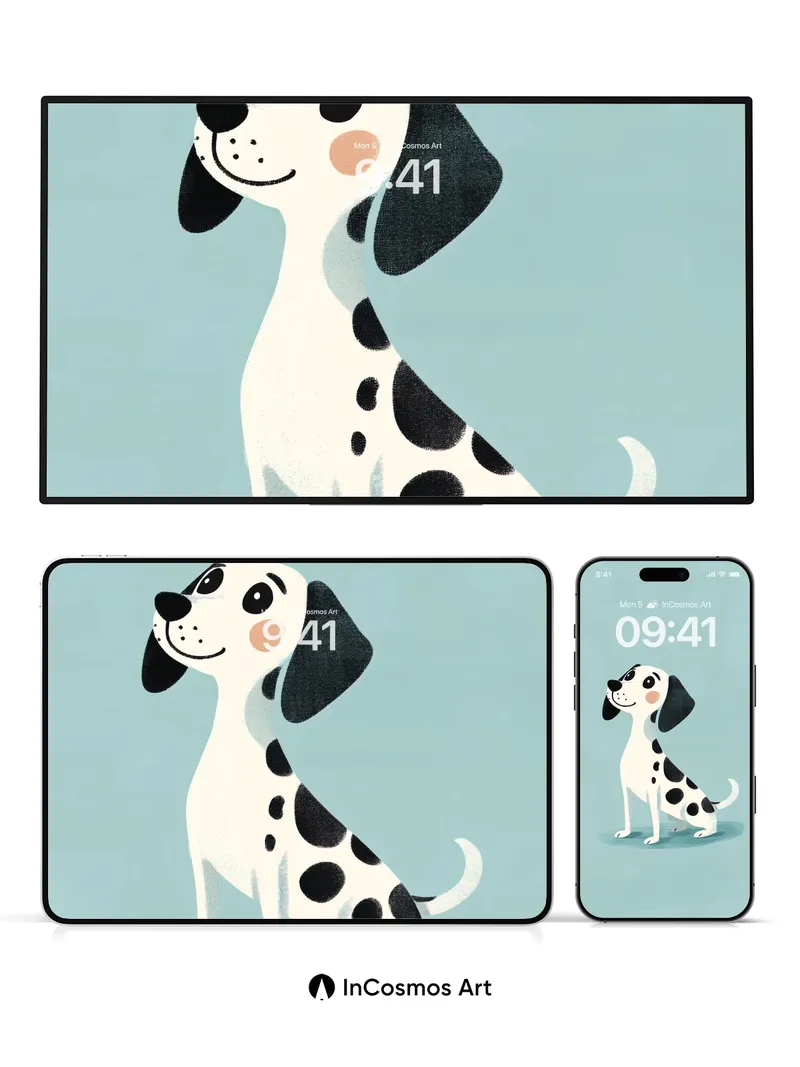Playful Pup Wallpaper with Spotted Charm