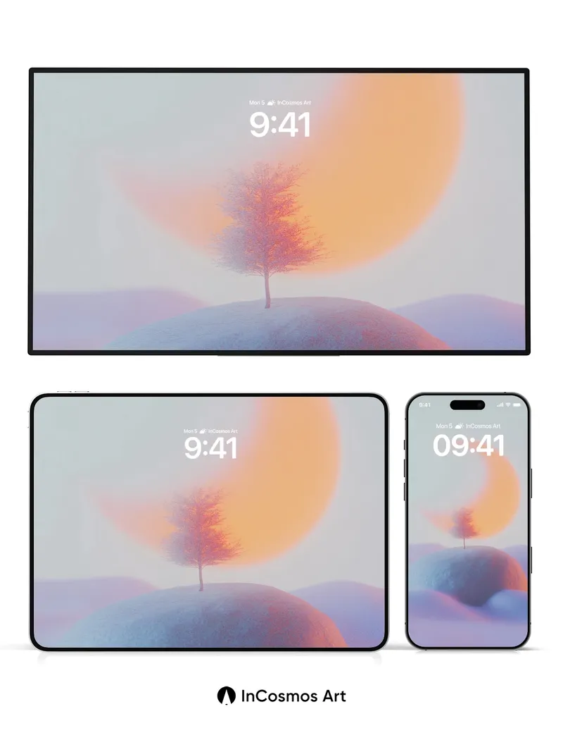 Serene Moonlit Tree Wallpaper with Ethereal Glow