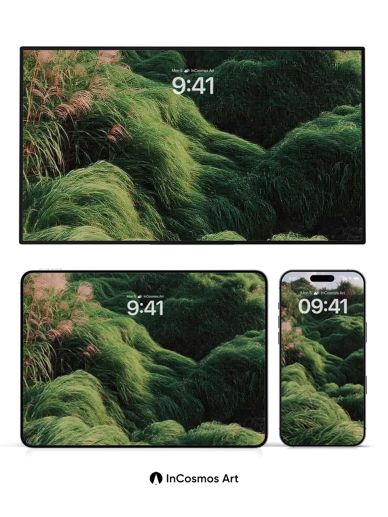 Whispering Grass Wallpaper with Wind-Weaved Ridges