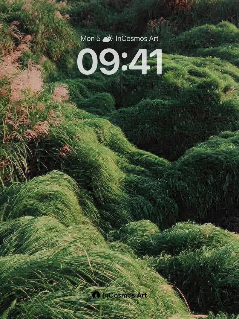 Whispering Grass Wallpaper with Wind-Weaved Ridges wallpaper for iPhone, iPad & Mac