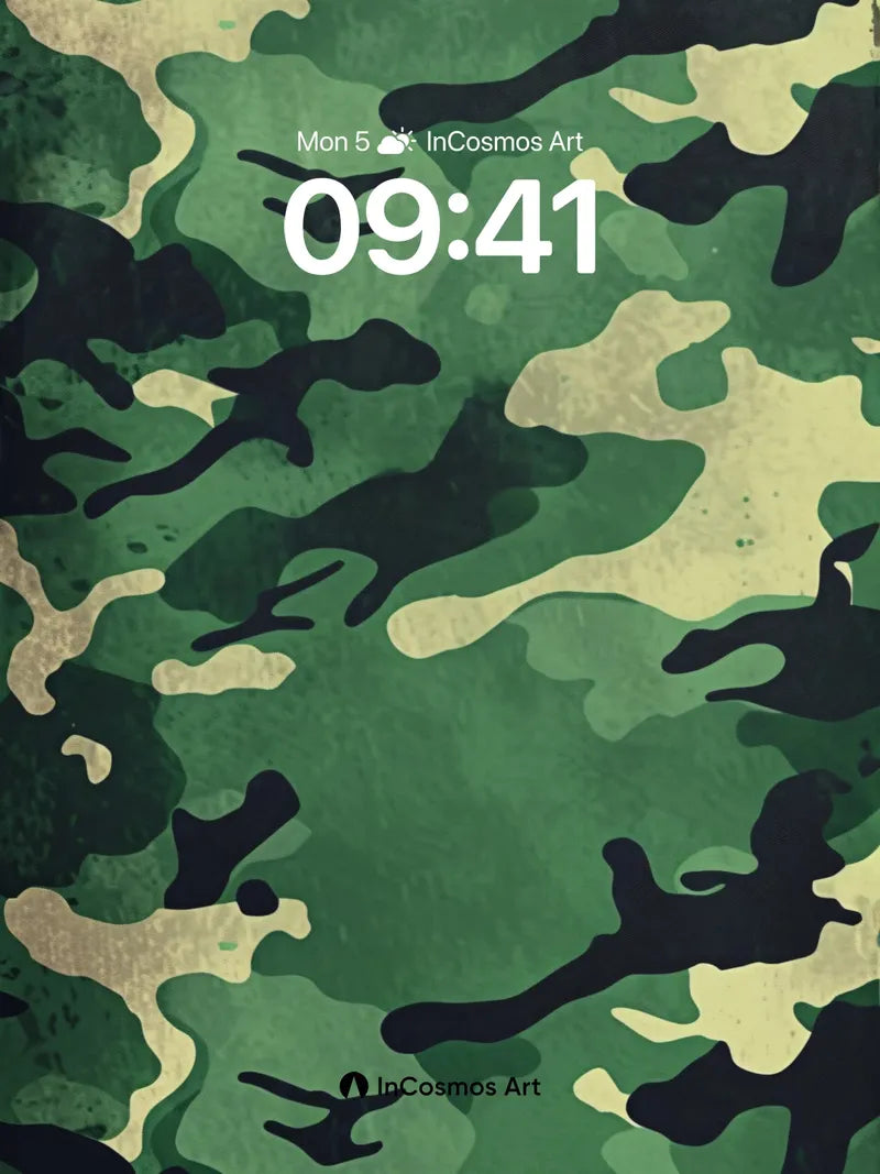 Forest Whisper Camouflage Wallpaper with Vintage Texture