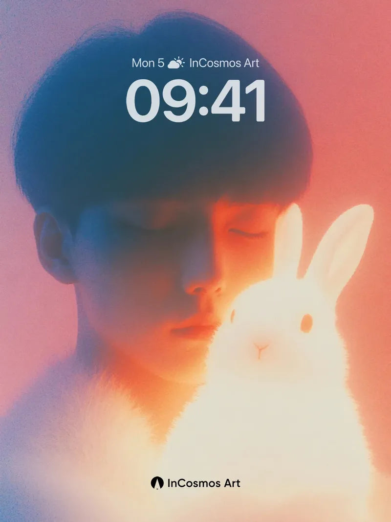 Serene Hush Wallpaper with Luminous Bunny