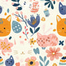 Whimsical Kitty Garden Wallpaper with Easter Eggs wallpaper for iPhone, iPad & Mac
