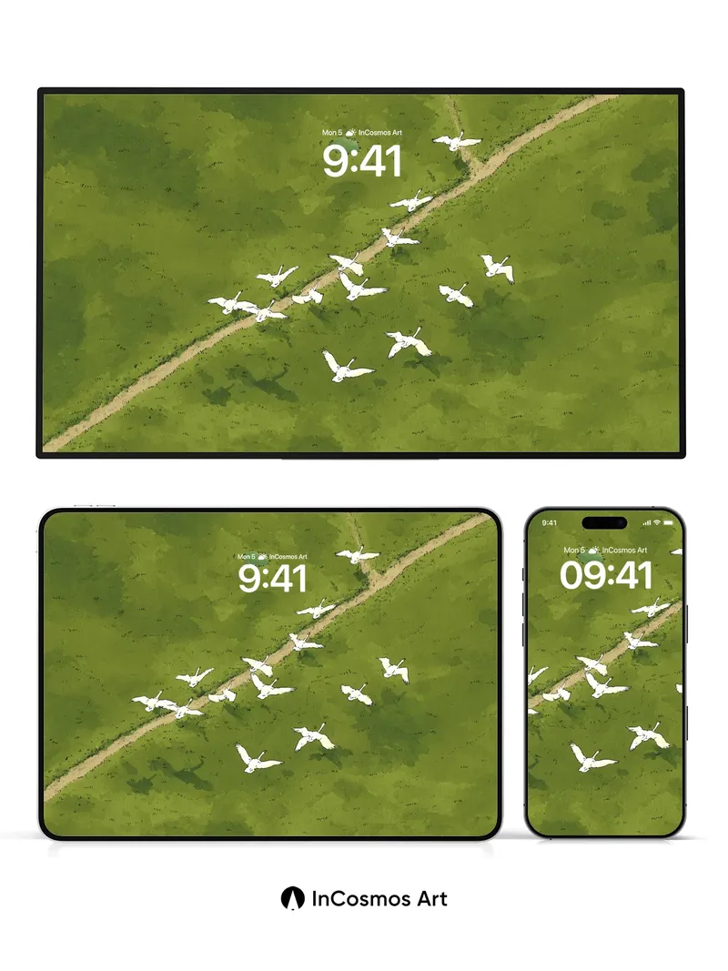 Serenity Flight Wallpaper with Floating Paths