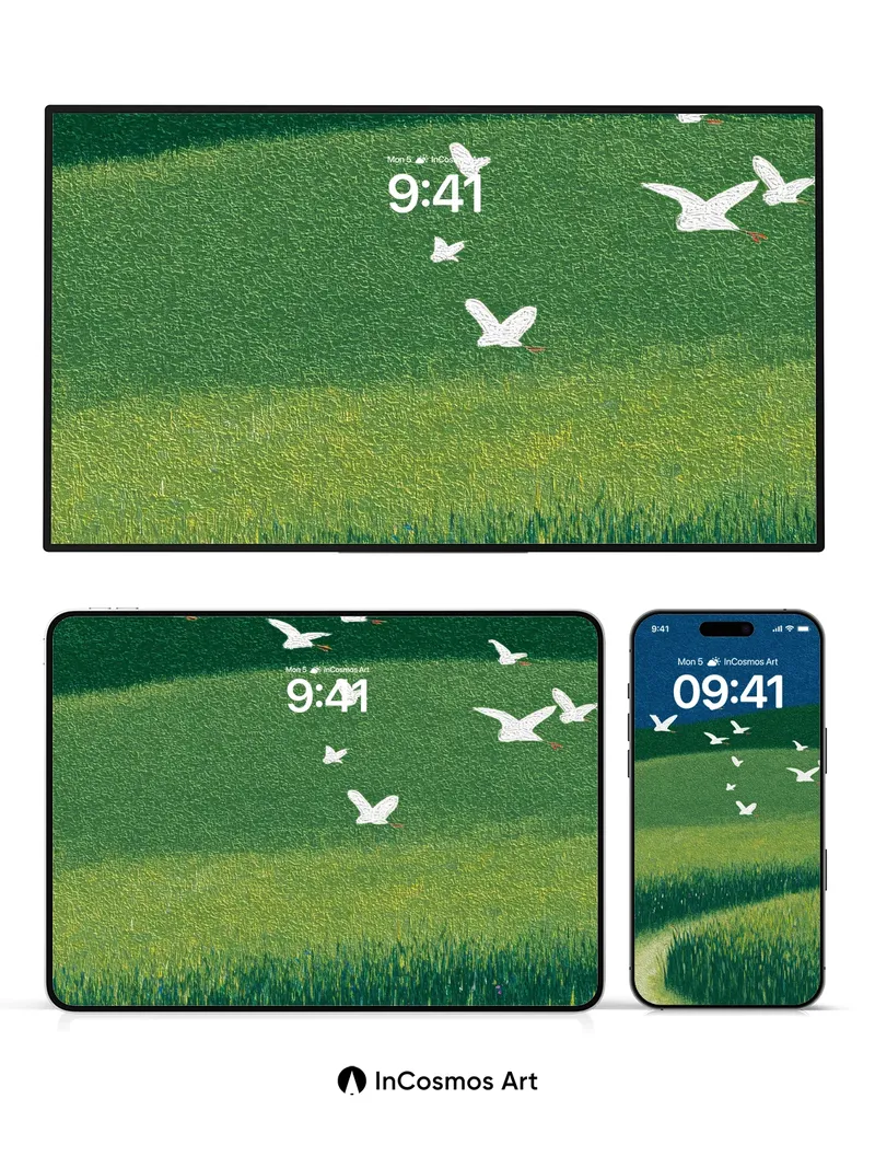 Serenity Flight Wallpaper with Whispering Grass