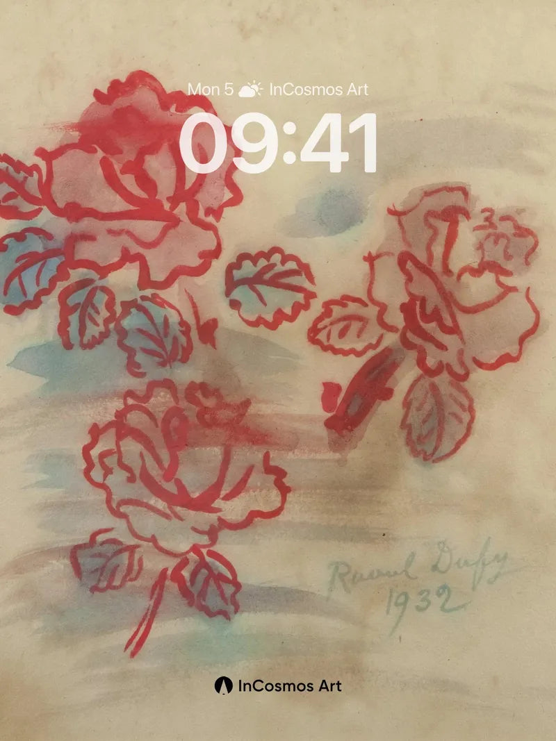 Whispering Roses Wallpaper with Faded Ink Lines