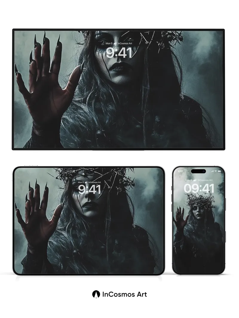 Thorn-Crowned Shadow Wallpaper with Smoke Veil