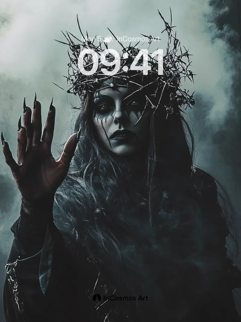 Thorn-Crowned Shadow Wallpaper with Smoke Veil