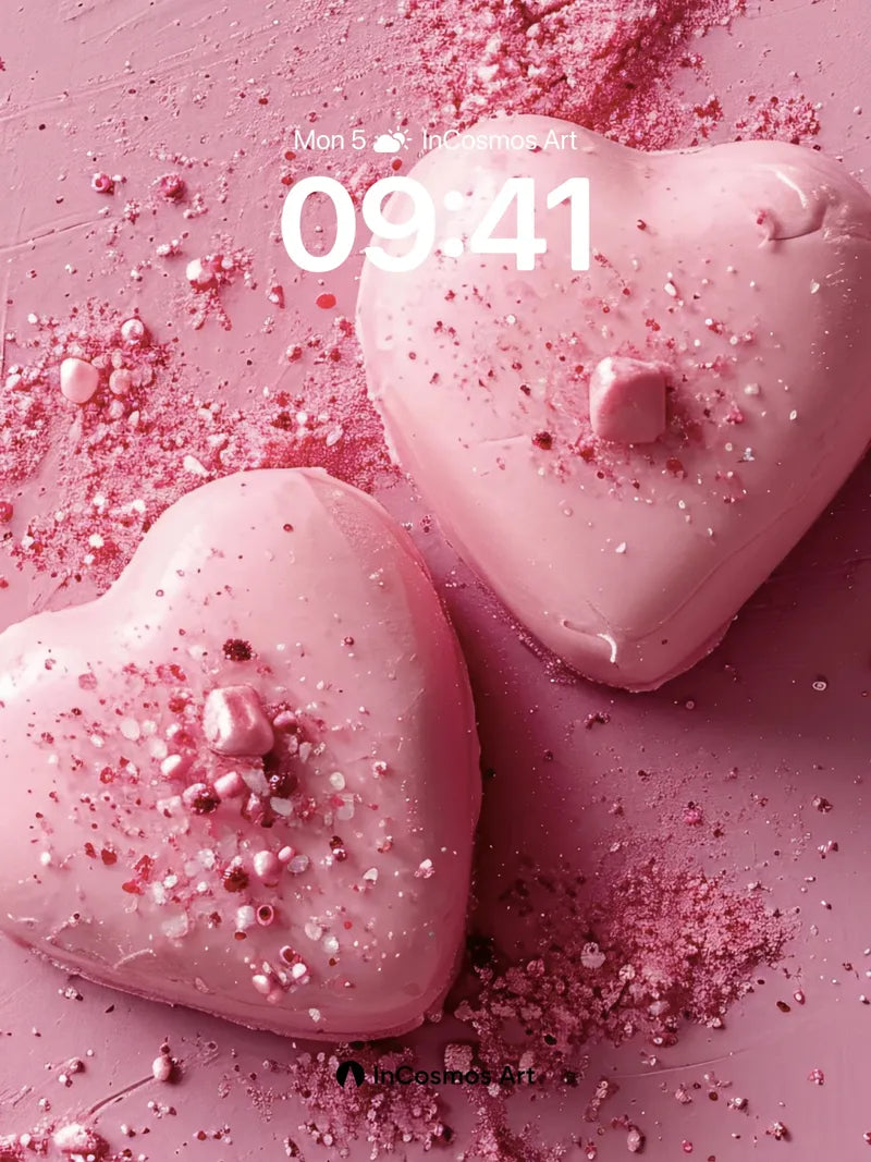 Glossy Heart Wallpaper with Sugar Dust wallpaper for iPhone, iPad & Mac