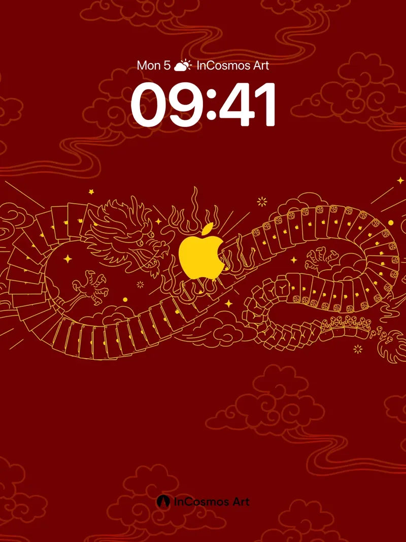 Golden Dragon Whisper Wallpaper with Apple Emblem
