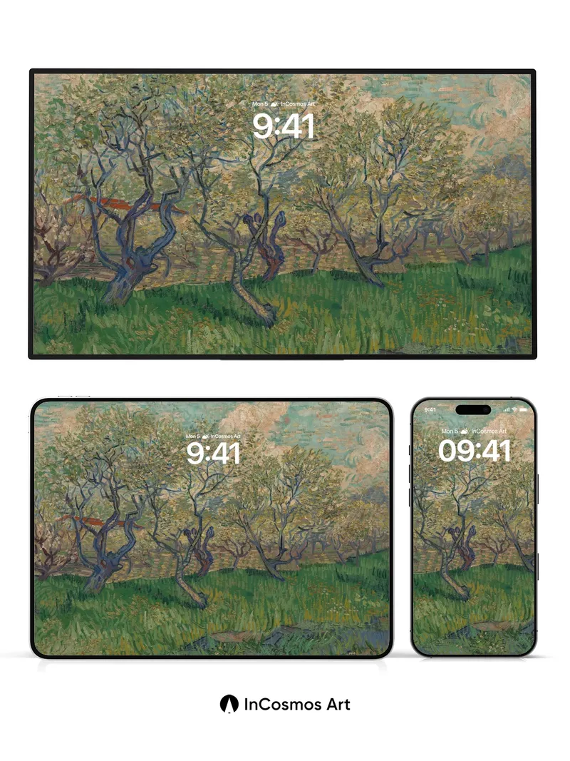 Whispering Trees Wallpaper with Swirling Sky