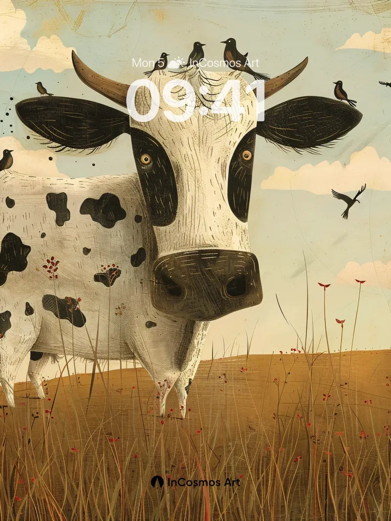 Whispering Pasture Wallpaper with Feathered Guests