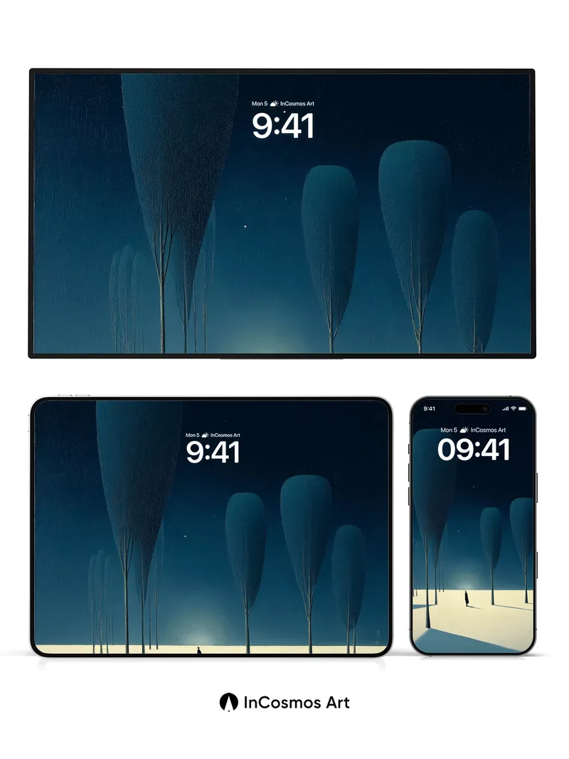 Silent Grove Wallpaper with Starlit Canopy