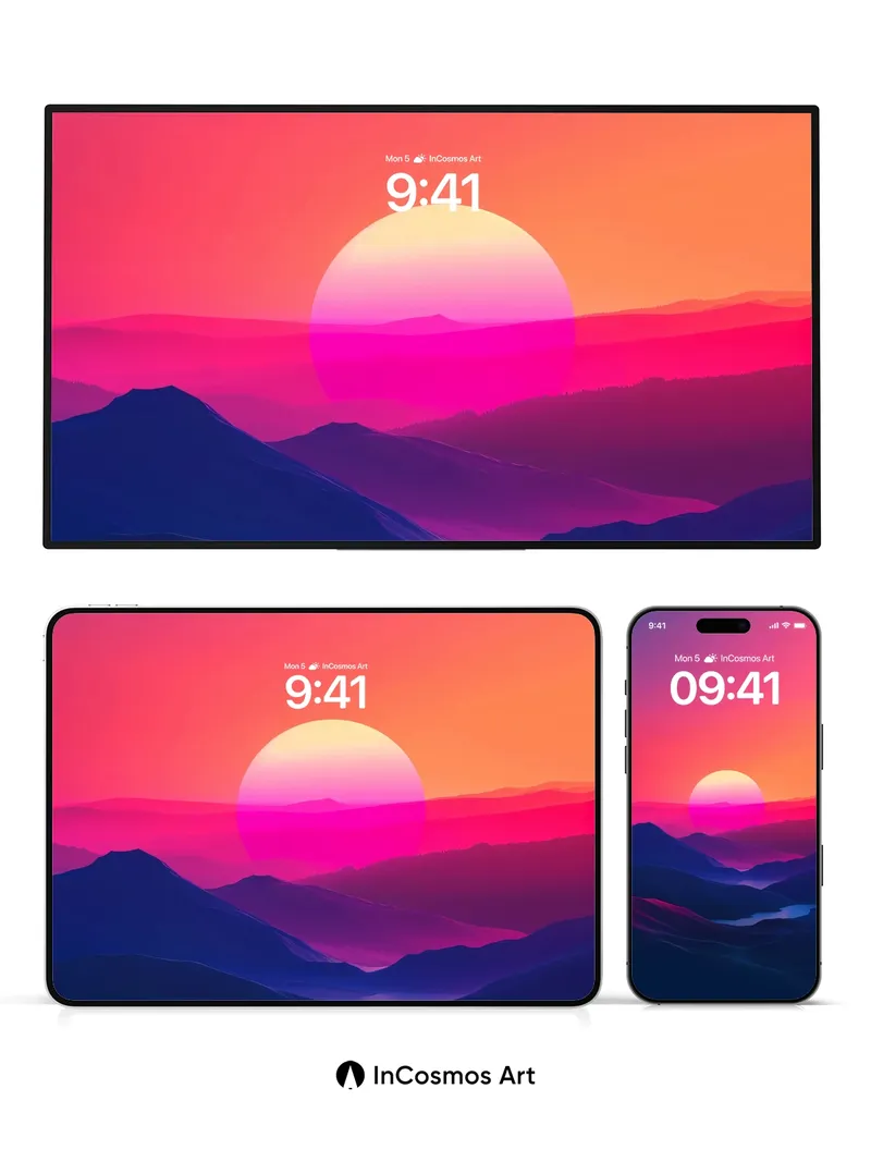 Neon Horizon Wallpaper with Cosmic Glow