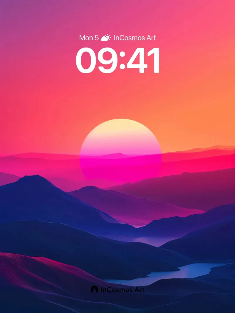 Neon Horizon Wallpaper with Cosmic Glow