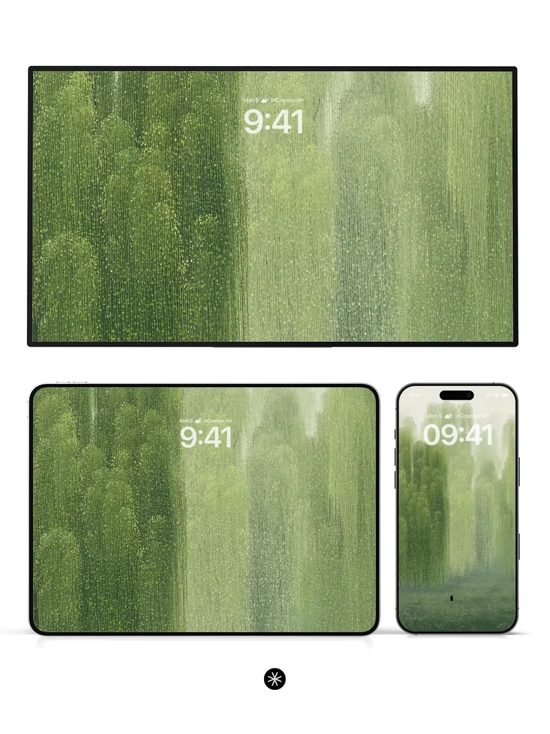 Serene Willow Mist Wallpaper with Solitary Figure