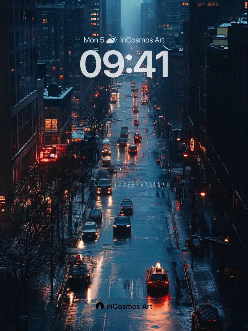 Rain-Slicked Neon Wallpaper with City Pulse