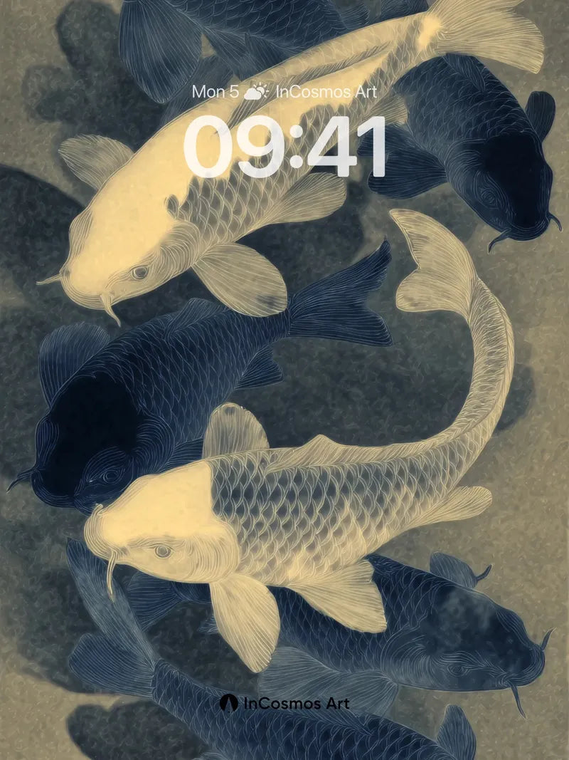 Serenity Koi Wallpaper with Ink-Flow Depth