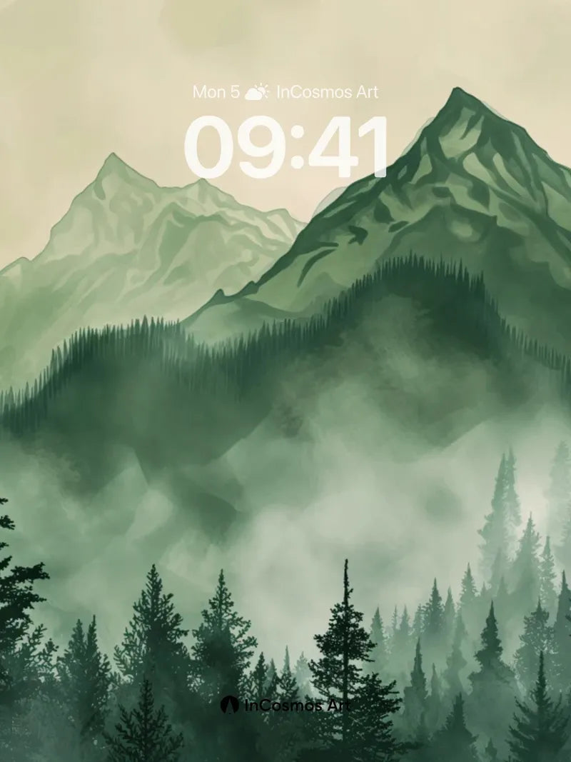 Whispering Peaks Wallpaper with Forest Hush