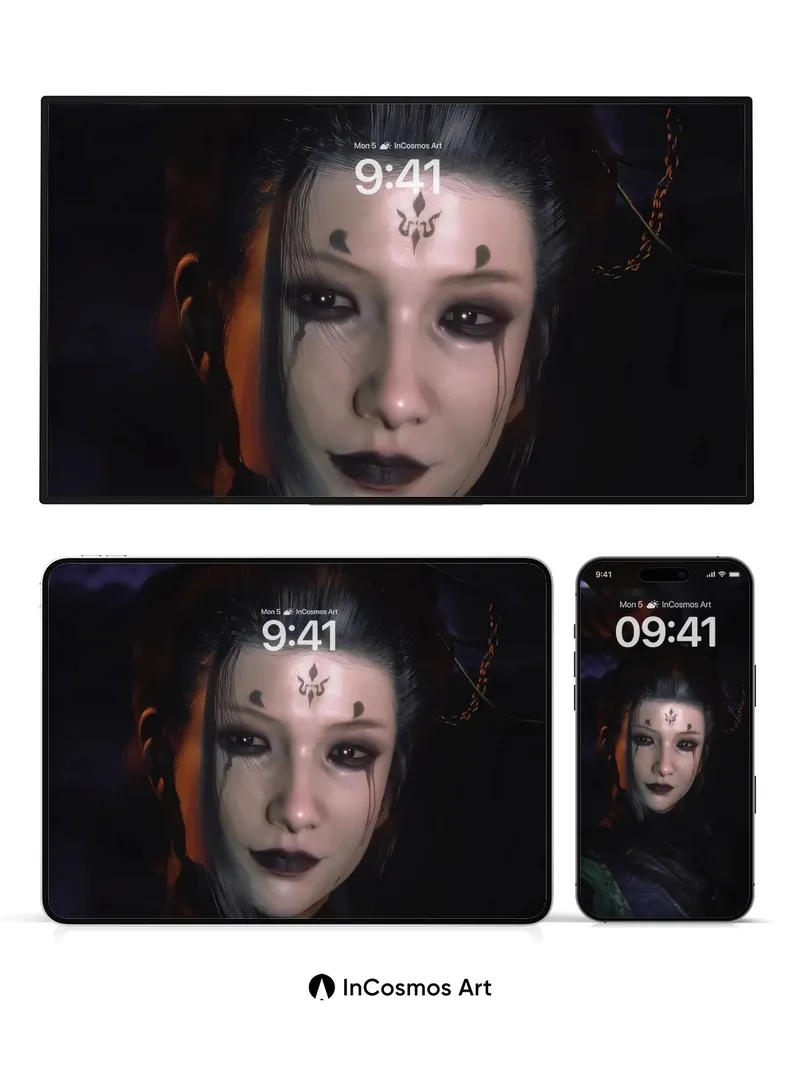 Shadowed Glyph Wallpaper with Ethereal Light