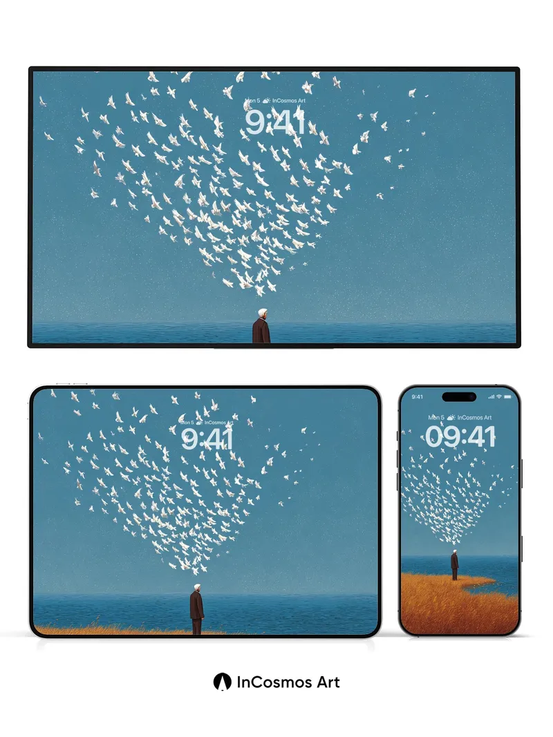 Serenity Skyline Wallpaper with Feathered Constellation